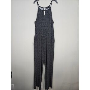 Goldray Womens Black White Polka Dot Halter Keyhole Wide Leg Jumpsuit WGK70287 L
